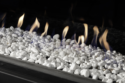 foto burner bed glass pebbles white