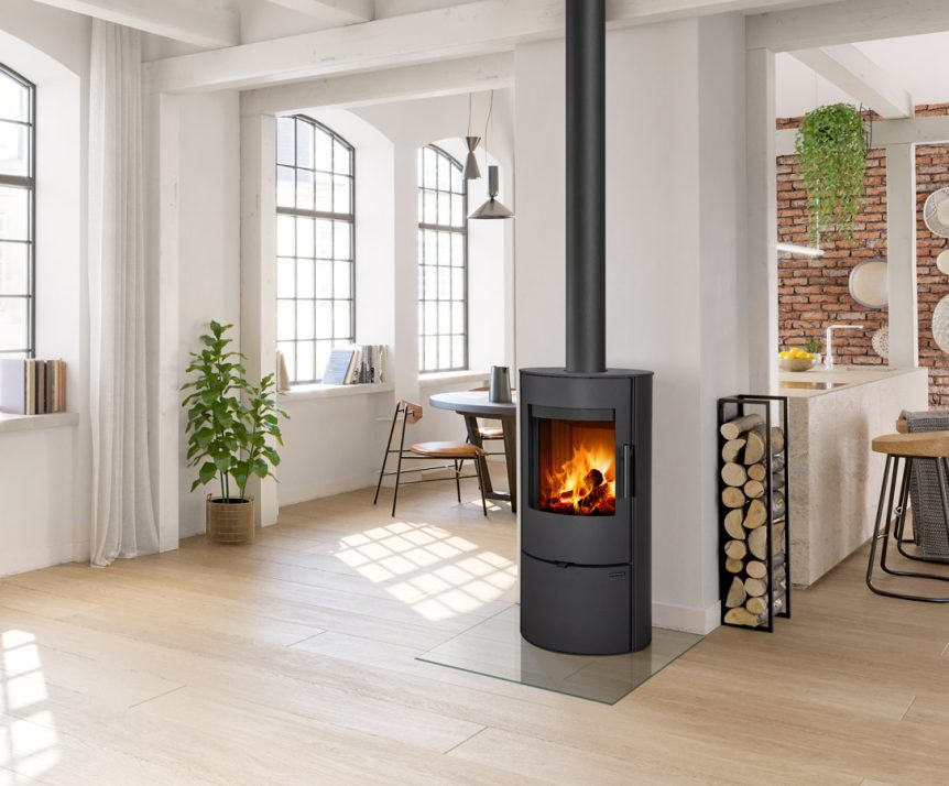 evora sheet metal fireplace stoves romotop interier big